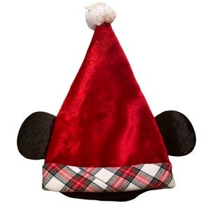 Disney park 2020 Christmas plaid Mickey Mouse Santa hat